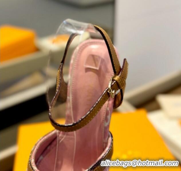 Good Quality Louis Vuitton Helios Wedge Sandals 11cm in Monogram Jacquard Pink 426122