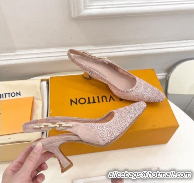 Best Grade Louis Vuitton Sparkle Slingback Pumps 6.5cm in Monogram Flowers Lace Pink 426132