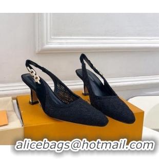 Durable Louis Vuitton Sparkle Slingback Pumps 6.5cm in Monogram Flowers Lace Black 426134