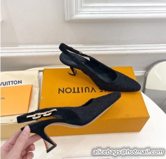 Durable Louis Vuitton Sparkle Slingback Pumps 6.5cm in Monogram Flowers Lace Black 426134