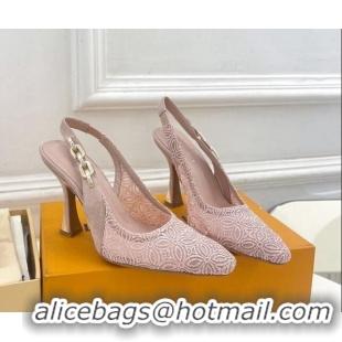 Unique Style Louis Vuitton Sparkle Slingback Pumps 9.5cm in Monogram Flowers Lace Pink 426135