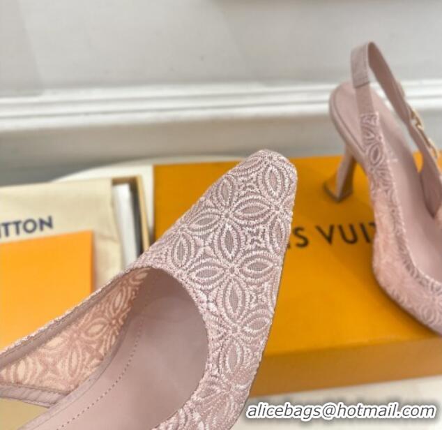 Unique Style Louis Vuitton Sparkle Slingback Pumps 9.5cm in Monogram Flowers Lace Pink 426135