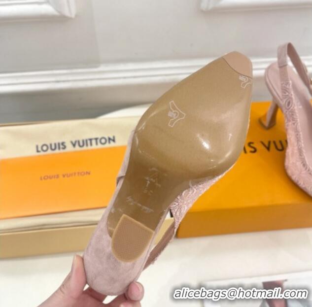 Unique Style Louis Vuitton Sparkle Slingback Pumps 9.5cm in Monogram Flowers Lace Pink 426135