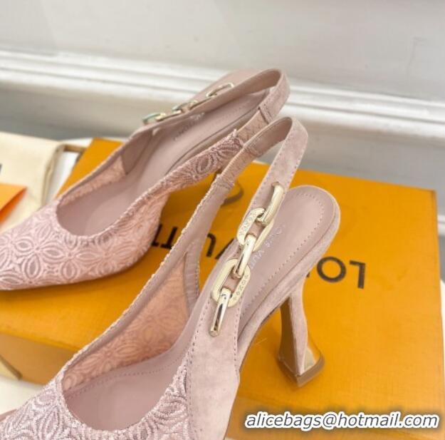 Unique Style Louis Vuitton Sparkle Slingback Pumps 9.5cm in Monogram Flowers Lace Pink 426135