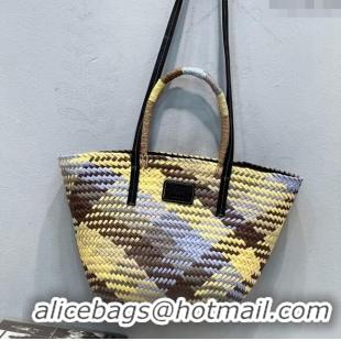 Luxury Discount Loewe Straw Basket bag 051301 Multicolor /Yellow 2024