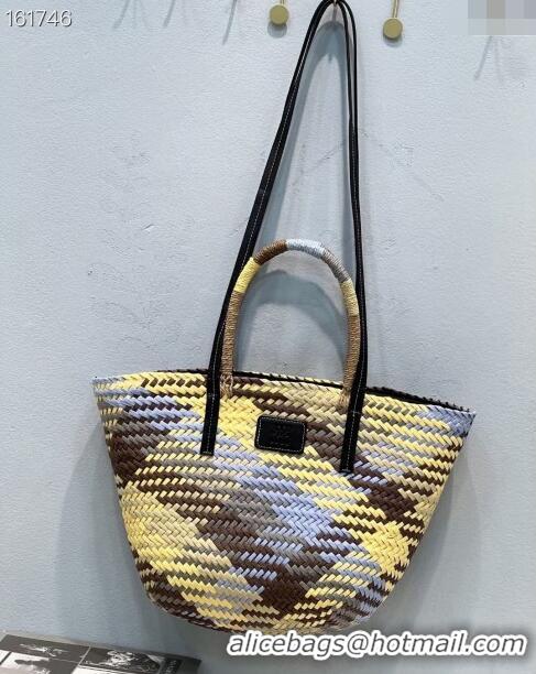 Luxury Discount Loewe Straw Basket bag 051301 Multicolor /Yellow 2024