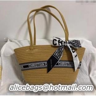 Best Price Dior Straw Basket bag 051301 Khaki 2024