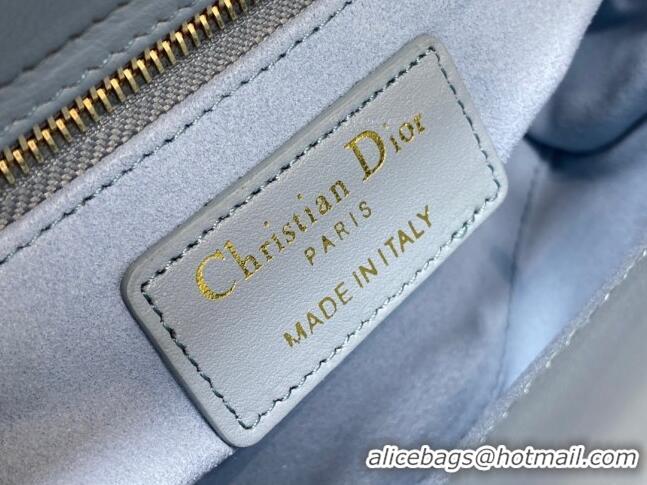 Top Quality Dior Mini Lady Dior Bag in Two-Tone Cannage Lambskin 0505 Grey/Blue 2024