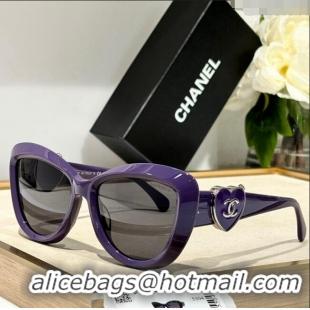 Top Quality Chanel Sunglasses with Heart CH5517 Purple 2024