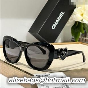 Sophisticated Chanel Sunglasses with Heart CH5517 Black/Grey 2024