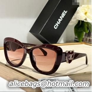 Market Sells Chanel Sunglasses with Heart CH5517 Burgundy 2024