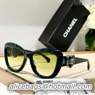 Inexpensive Chanel Sunglasses with Heart CH5517 Green 2024