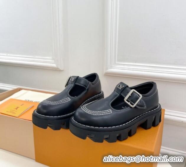 Good Looking Louis Vuitton LV Checker Platform Mary Janes in Black Calf Leather 0426145