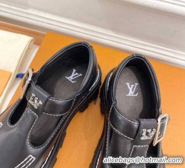 Good Looking Louis Vuitton LV Checker Platform Mary Janes in Black Calf Leather 0426145