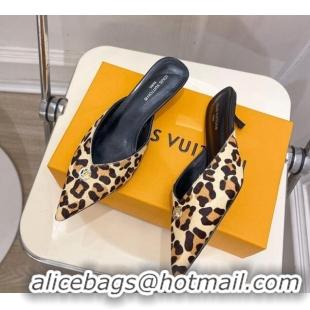 Pretty Style Louis Vuitton Stellar Heel Mules 4cm in Leopard print 0426146