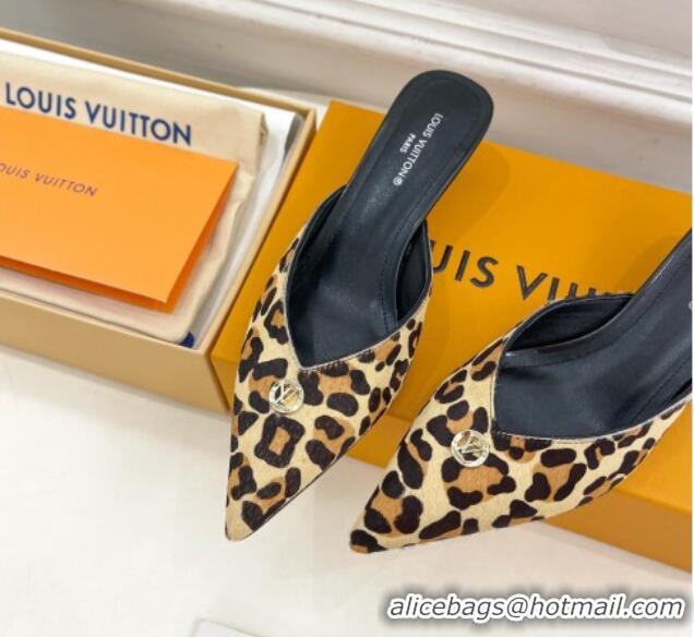 Pretty Style Louis Vuitton Stellar Heel Mules 4cm in Leopard print 0426146