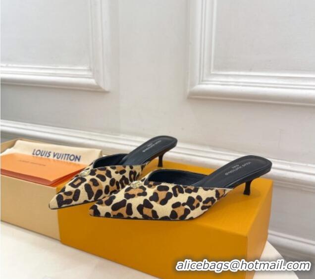 Pretty Style Louis Vuitton Stellar Heel Mules 4cm in Leopard print 0426146