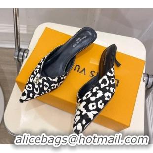 Purchase Louis Vuitton Stellar Heel Mules 4cm in Hairy Leather White/Black 0426147