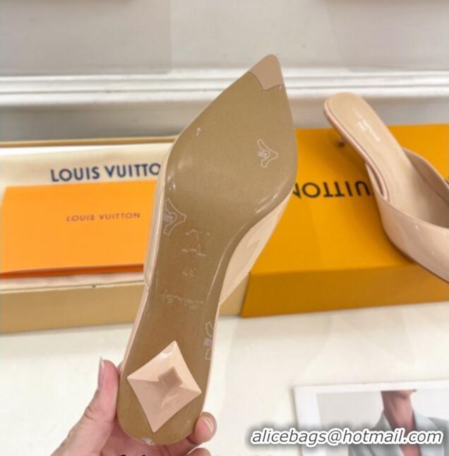 Low Price Louis Vuitton Stellar Heel Mules 4cm in Patent Leather Nude Pink 0426150