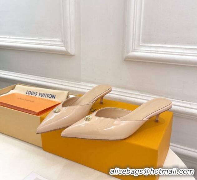 Low Price Louis Vuitton Stellar Heel Mules 4cm in Patent Leather Nude Pink 0426150