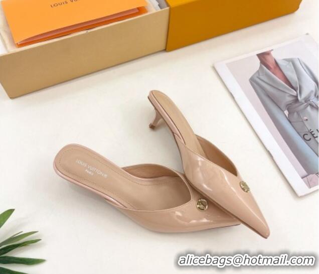 Low Price Louis Vuitton Stellar Heel Mules 4cm in Patent Leather Nude Pink 0426150