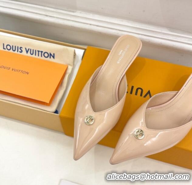 Low Price Louis Vuitton Stellar Heel Mules 4cm in Patent Leather Nude Pink 0426150