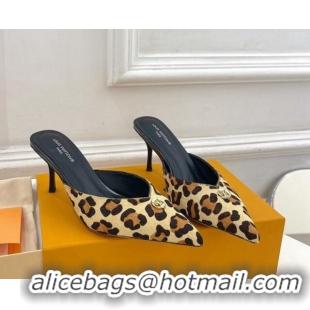 Charming Louis Vuitton Stellar Heel Mules 7cm in Leopard print 426153