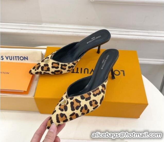 Charming Louis Vuitton Stellar Heel Mules 7cm in Leopard print 426153