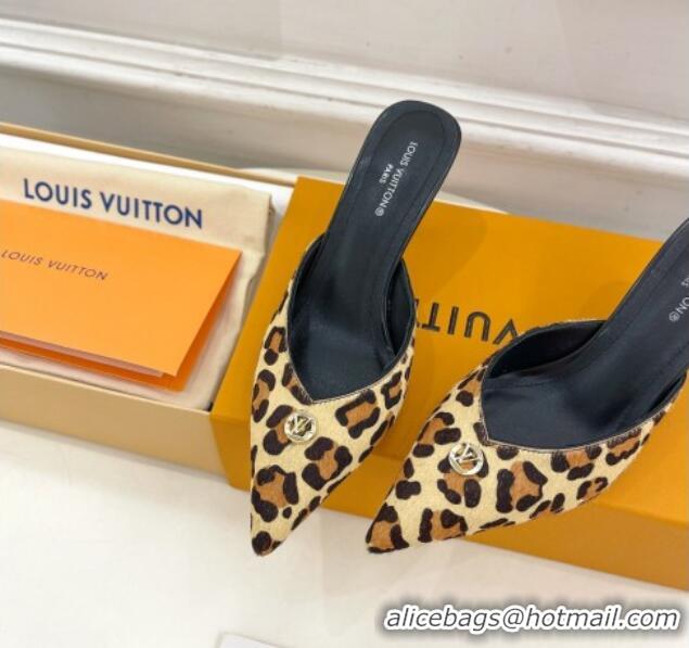 Charming Louis Vuitton Stellar Heel Mules 7cm in Leopard print 426153