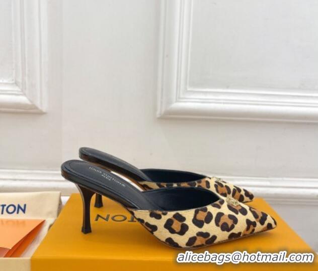 Charming Louis Vuitton Stellar Heel Mules 7cm in Leopard print 426153