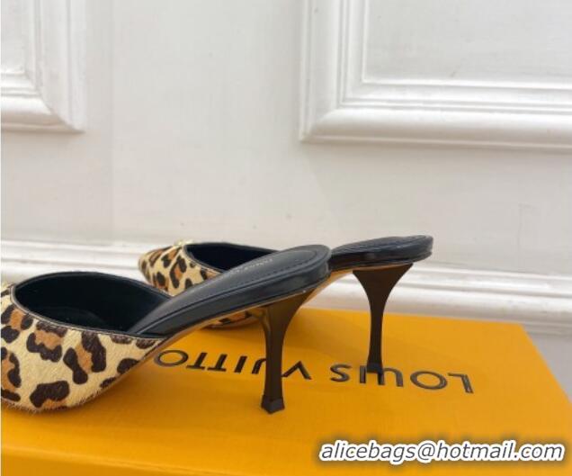 Charming Louis Vuitton Stellar Heel Mules 7cm in Leopard print 426153