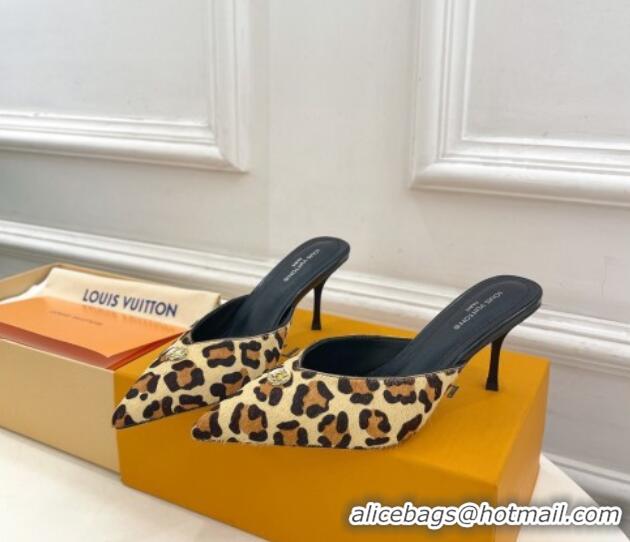 Charming Louis Vuitton Stellar Heel Mules 7cm in Leopard print 426153