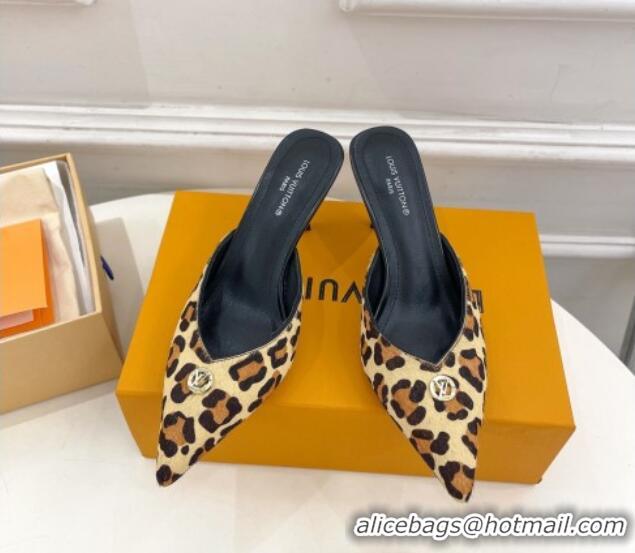 Charming Louis Vuitton Stellar Heel Mules 7cm in Leopard print 426153