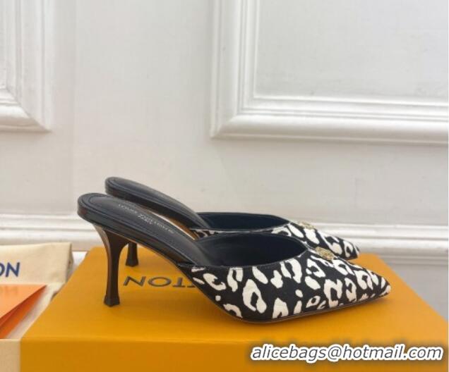 Low Cost Louis Vuitton Stellar Heel Mules 7cm in Hairy Leather White/Black 426154