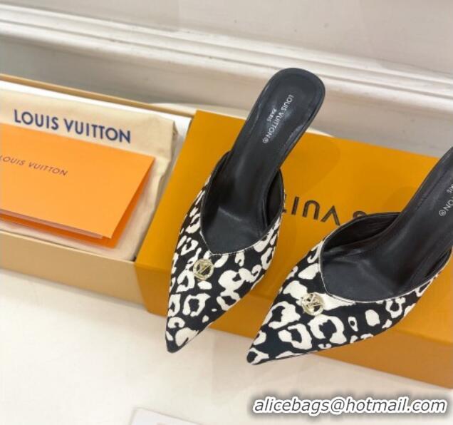 Low Cost Louis Vuitton Stellar Heel Mules 7cm in Hairy Leather White/Black 426154