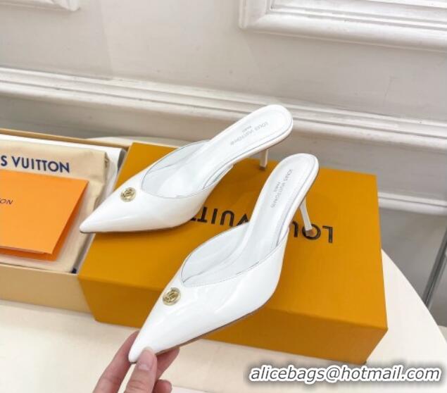 Cheap Price Louis Vuitton Stellar Heel Mules 7cm in Patent Leather White 426158