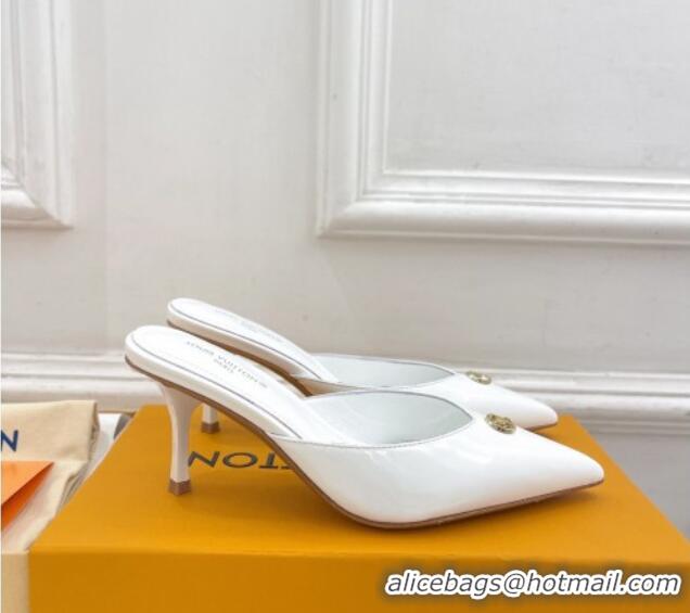 Cheap Price Louis Vuitton Stellar Heel Mules 7cm in Patent Leather White 426158