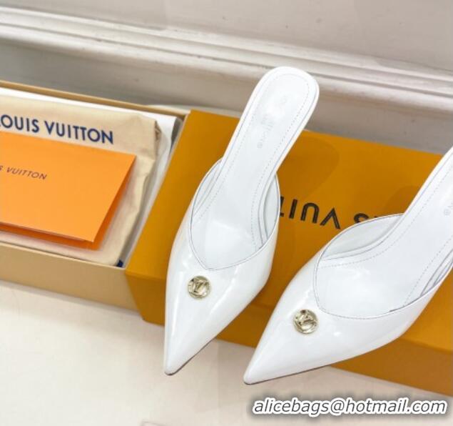 Cheap Price Louis Vuitton Stellar Heel Mules 7cm in Patent Leather White 426158