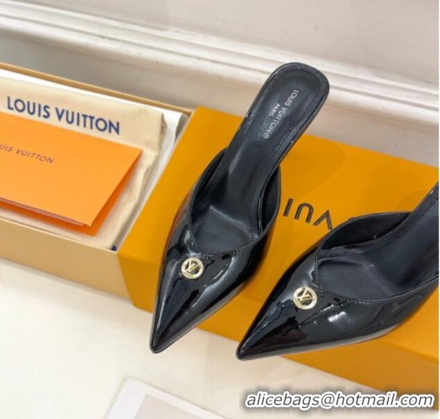 Classic Hot Louis Vuitton Stellar Heel Mules 7cm in Patent Leather Black 426159