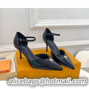 Good Product Louis Vuitton Stellar Mary Janes Pumps 7cm in Black Glazed Leather 426160