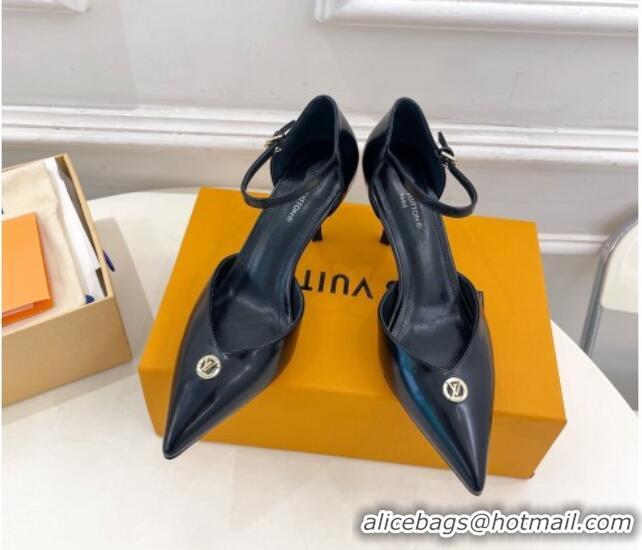 Good Product Louis Vuitton Stellar Mary Janes Pumps 7cm in Black Glazed Leather 426160