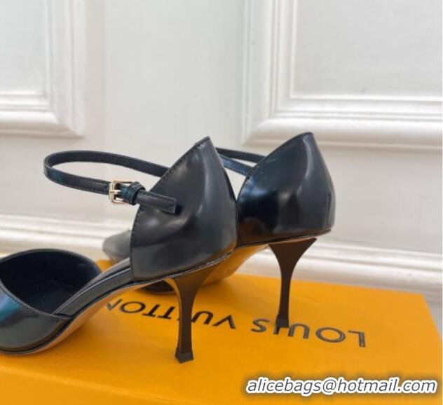 Good Product Louis Vuitton Stellar Mary Janes Pumps 7cm in Black Glazed Leather 426160