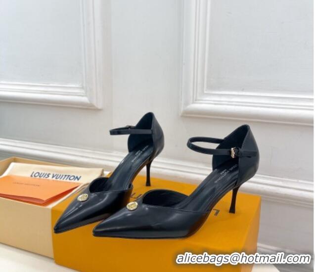 Good Product Louis Vuitton Stellar Mary Janes Pumps 7cm in Black Glazed Leather 426160