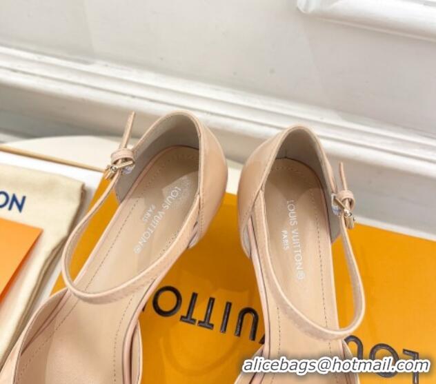 Pretty Style Louis Vuitton Stellar Mary Janes Pumps 7cm in Patent Leather Nude Pink 426162