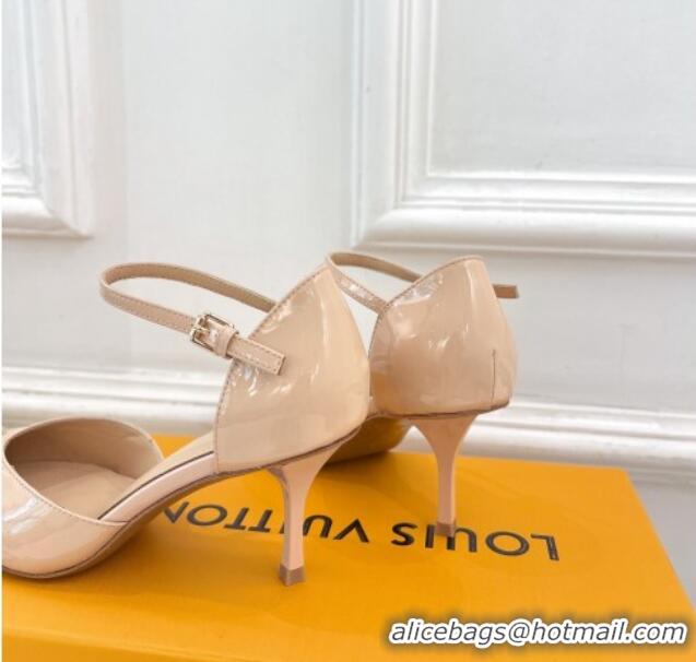 Pretty Style Louis Vuitton Stellar Mary Janes Pumps 7cm in Patent Leather Nude Pink 426162