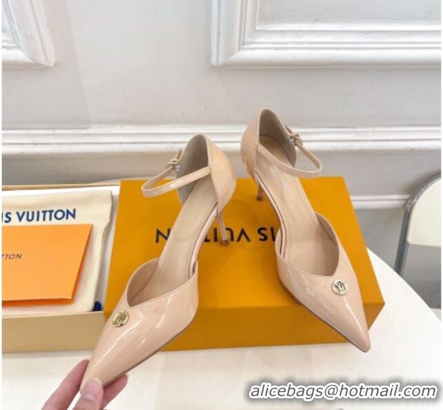 Pretty Style Louis Vuitton Stellar Mary Janes Pumps 7cm in Patent Leather Nude Pink 426162