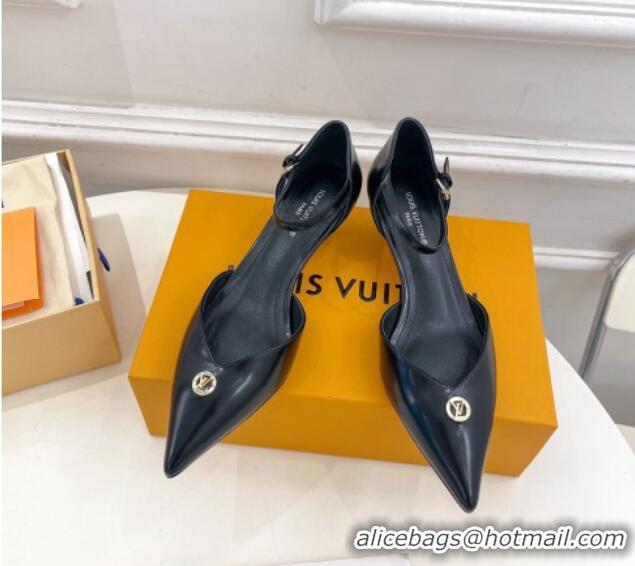 Popular Style Louis Vuitton Stellar Mary Janes Pumps 4cm in Black Glazed Leather 426166