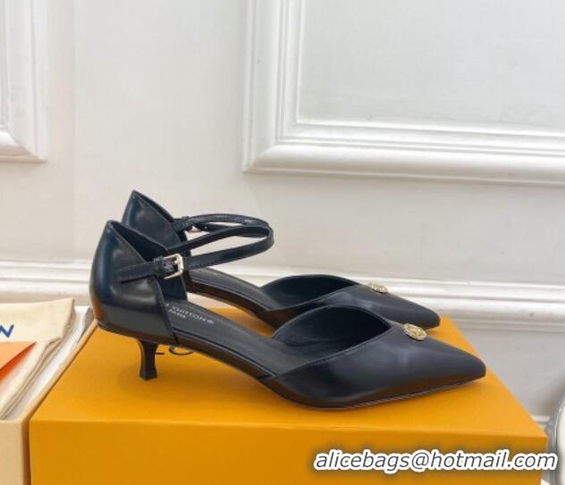 Popular Style Louis Vuitton Stellar Mary Janes Pumps 4cm in Black Glazed Leather 426166