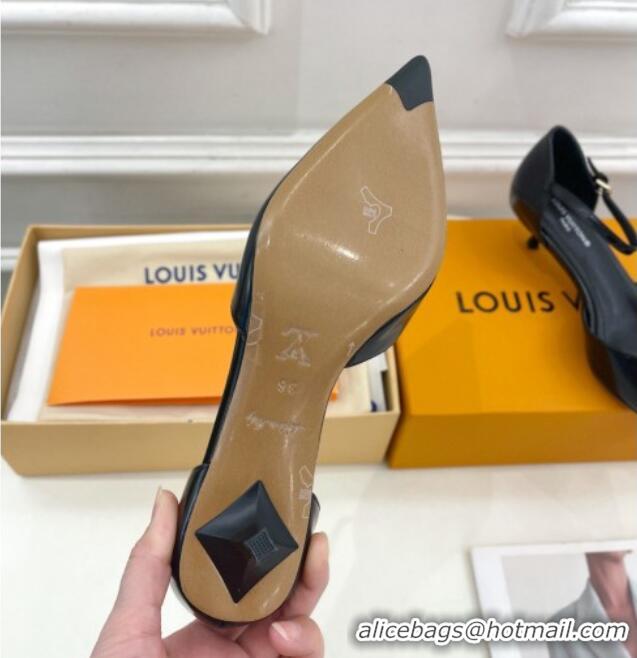 Popular Style Louis Vuitton Stellar Mary Janes Pumps 4cm in Black Glazed Leather 426166