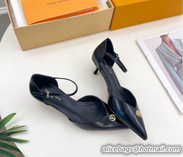 Popular Style Louis Vuitton Stellar Mary Janes Pumps 4cm in Black Glazed Leather 426166